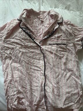 Victoria's Secret Pink and Black Gold Striped Pajama Set